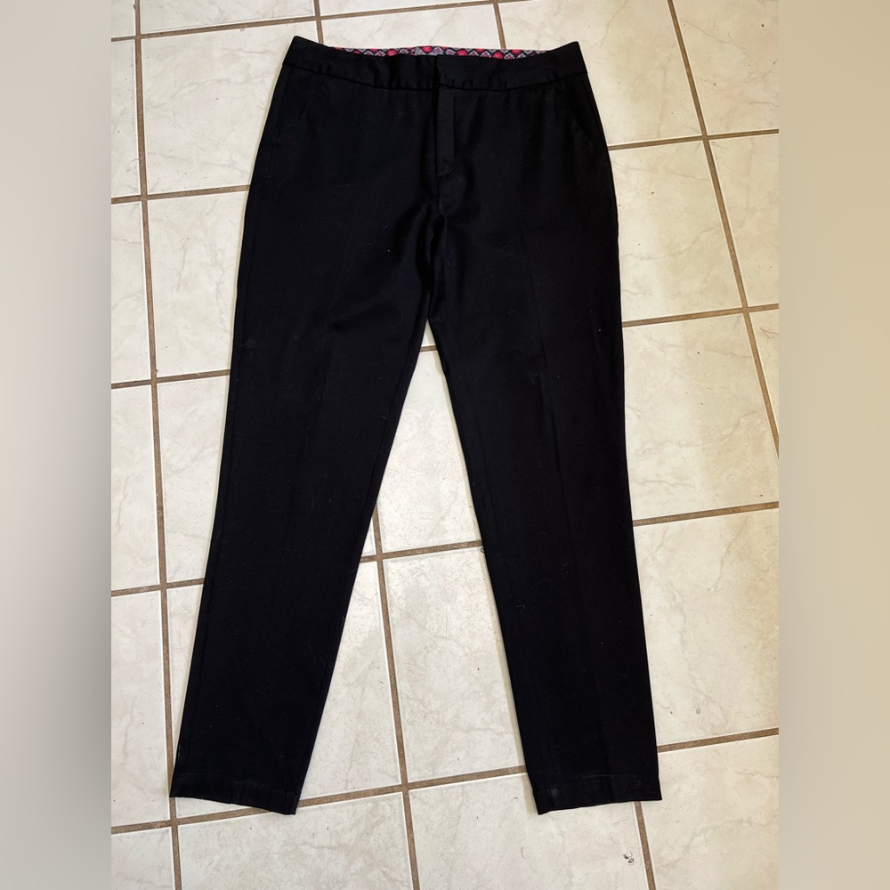ROBERT GRAHAM NEW! Women’s Black Cotton Flat Front Slim Leg Chino Pants Sz 8